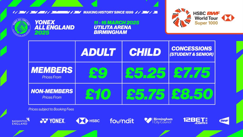 tickets for the yonex all england on general sale now